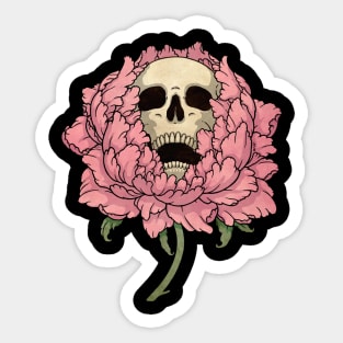 Skull Peony Sticker